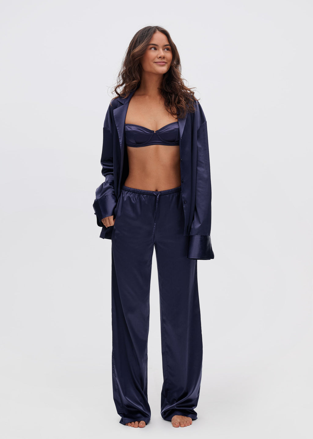 Straight leg satin trousers