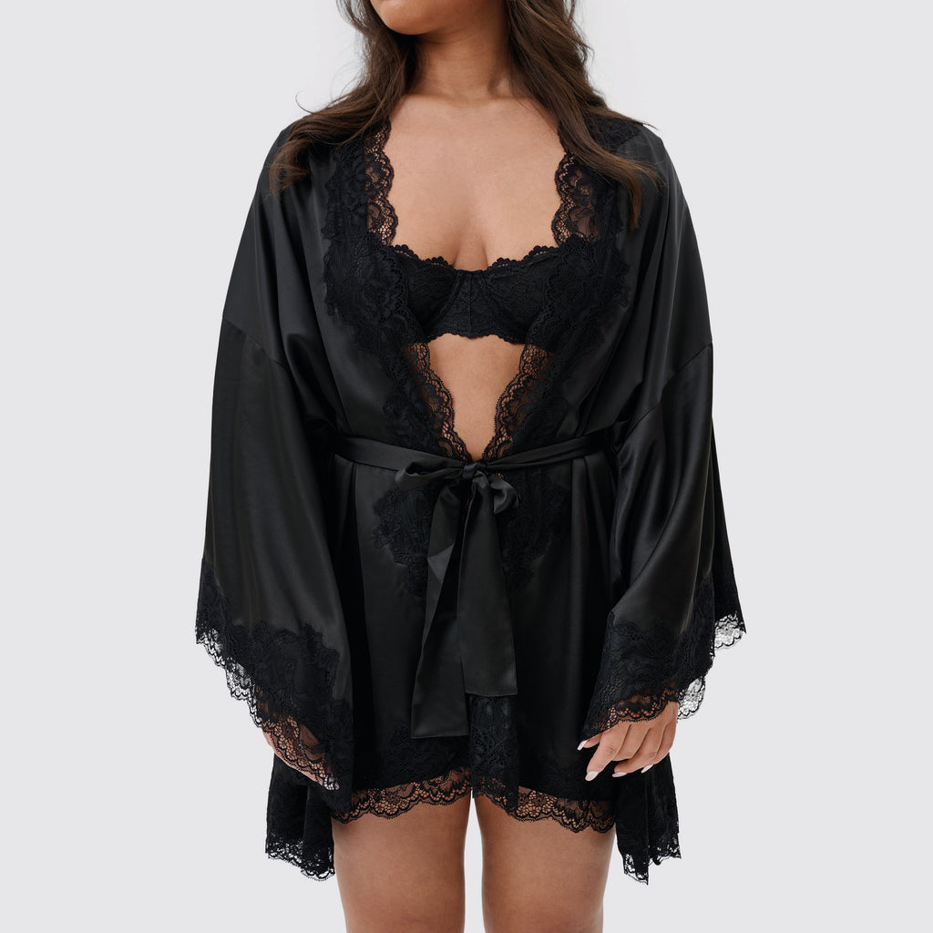 VDAY Satin Lace Robe
