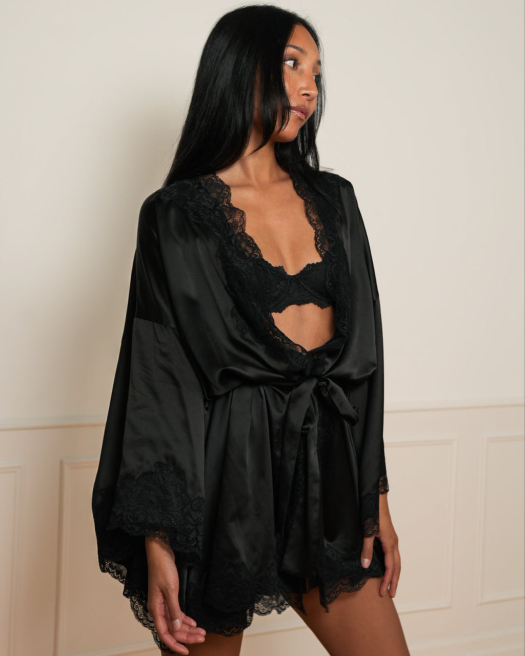 VDAY Satin Lace Robe